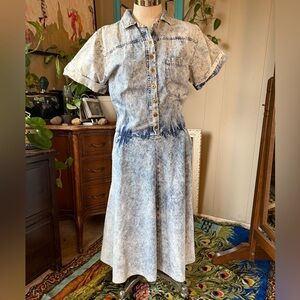 Vintage Ransom Of California Acid Washed Denim Dress Size 12